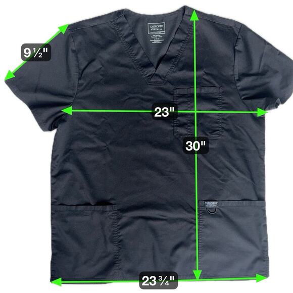 Cherokee Large Black Scrub Top Medical Hospital Lab Uniform Stretch Shirt WW670 - Picture 5 of 13